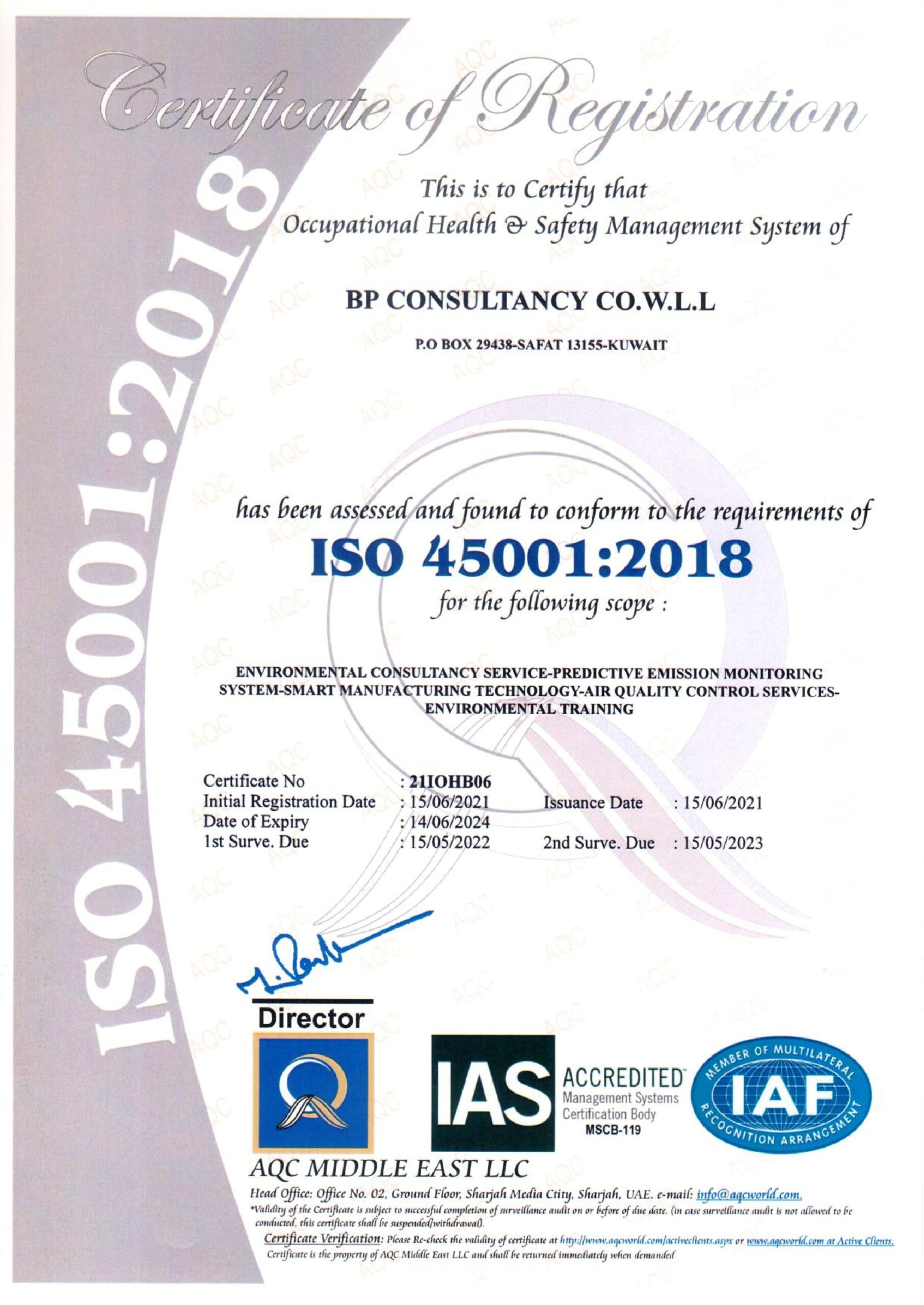 Certification to ISO 45001:2018